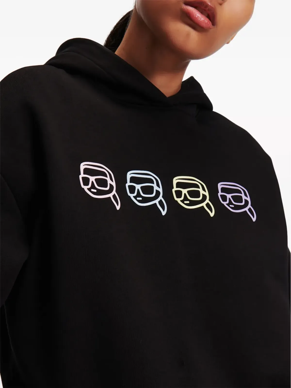 Karl Lagerfeld Ikon Outline オーガニックコットン フーディ - ブラック - 画像5