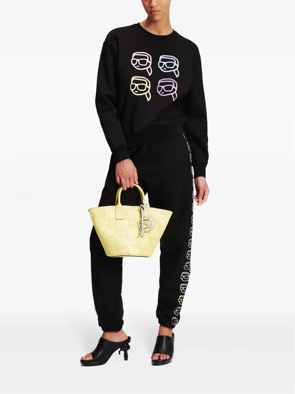 Karl Lagerfeld Ikon Outline オーガニックコットン製スウェットシャツ ブラック - 画像2