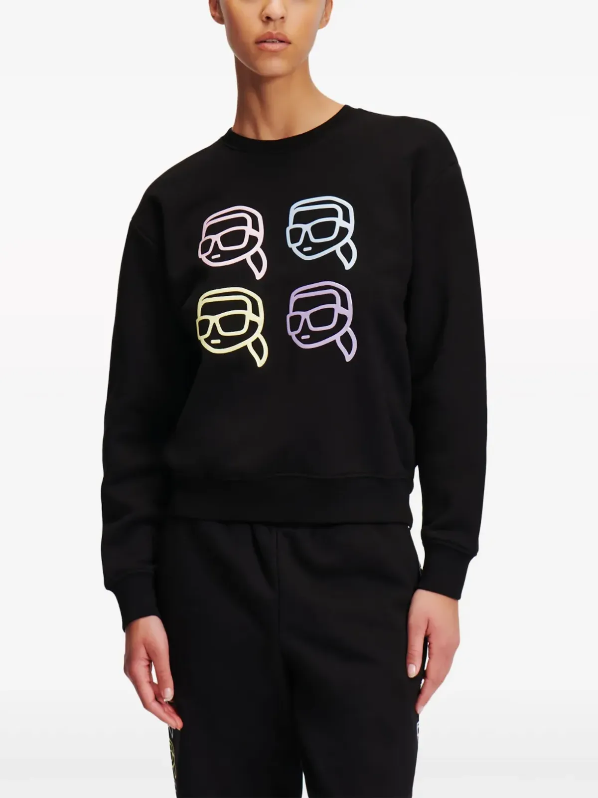 Karl Lagerfeld Ikon Outline オーガニックコットン製スウェットシャツ ブラック - 画像3