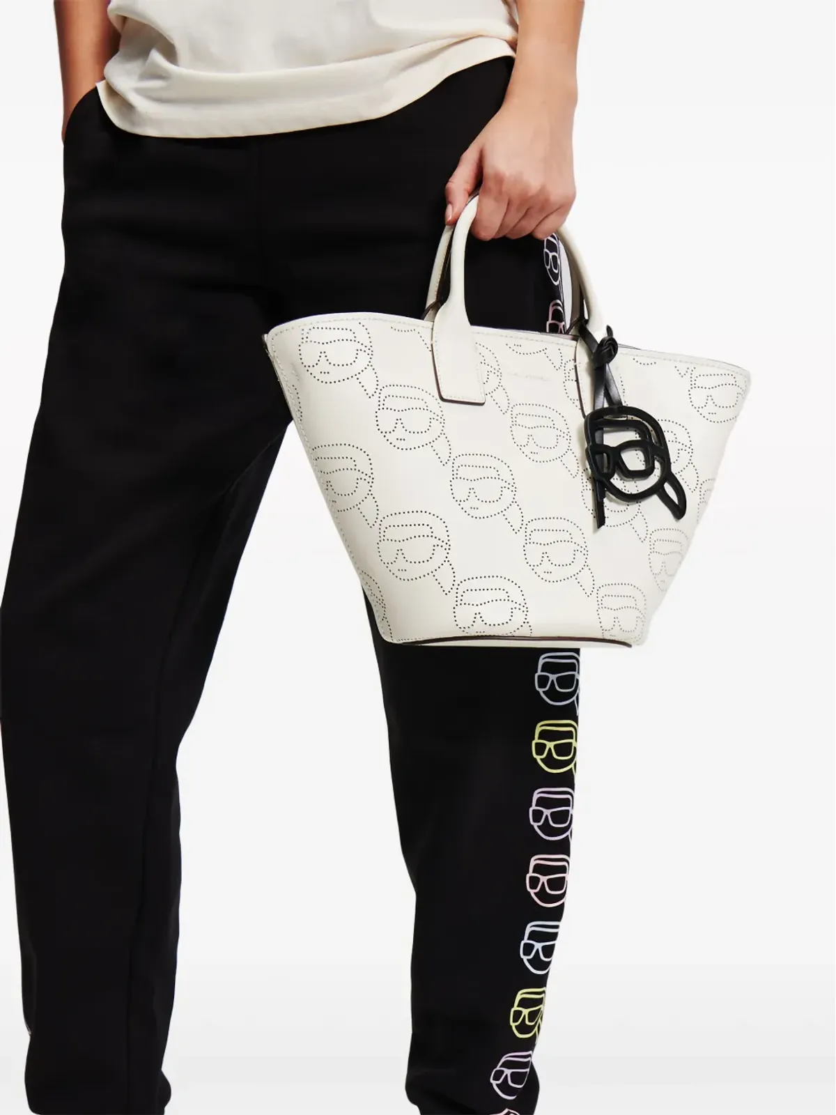 Karl Lagerfeld Ikon パーフォレーテッド レザー トートバッグ - ホワイト - 画像2