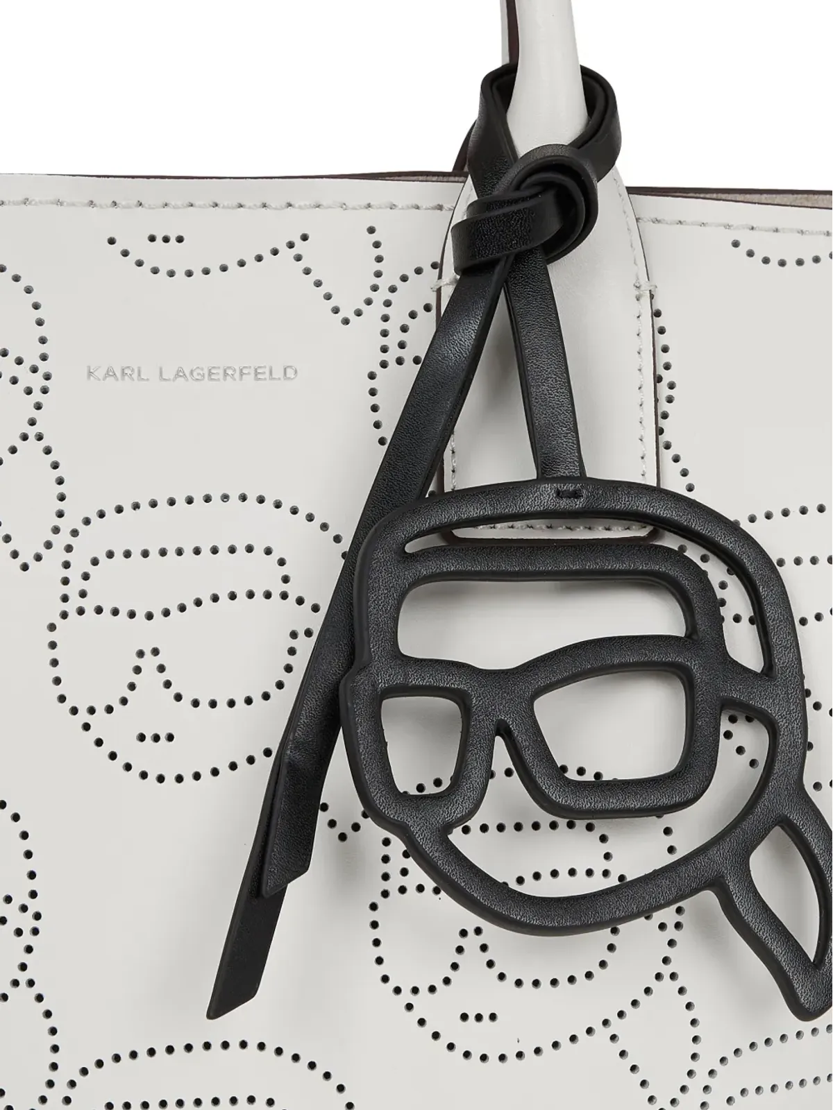 Karl Lagerfeld Ikon パーフォレーテッド レザー トートバッグ - ホワイト - 画像4