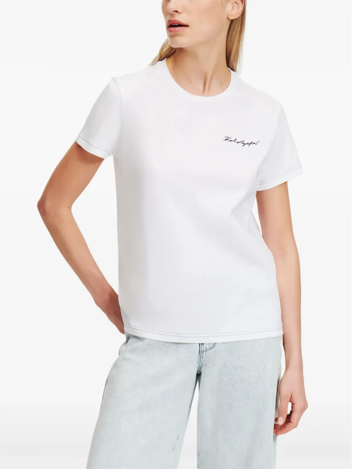 Karl Lagerfeld Karl Signature クルーネック コットンTシャツ - 画像3