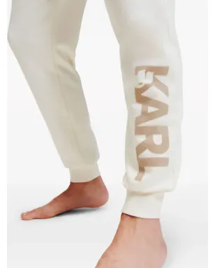 Karl Lagerfeld フロック加工ロゴ オーガニックコットン トラックパンツ - サムネイル4