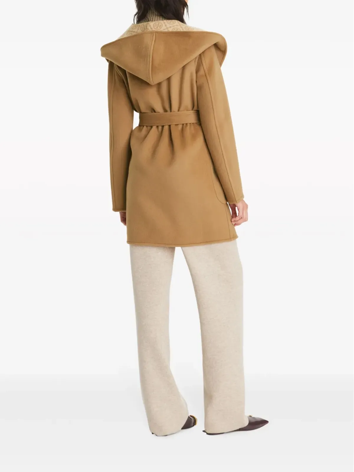 Tory Burch モノグラムジャカード ベルト付きウエストコート ブラウン - 画像3