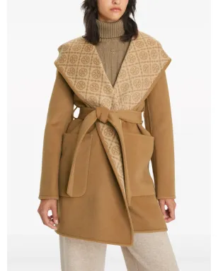 Tory Burch モノグラムジャカード ベルト付きウエストコート ブラウン - サムネイル4