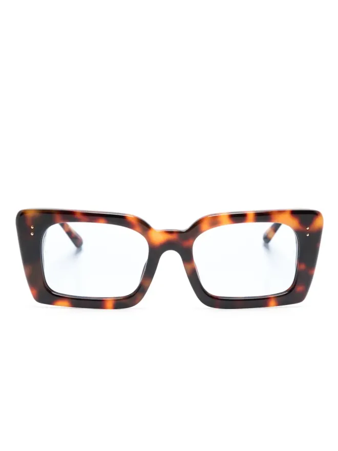Linda Farrow Linda Farrow Nieve rectangle-frame tortoiseshell-effect glasses - Brownの商品画像