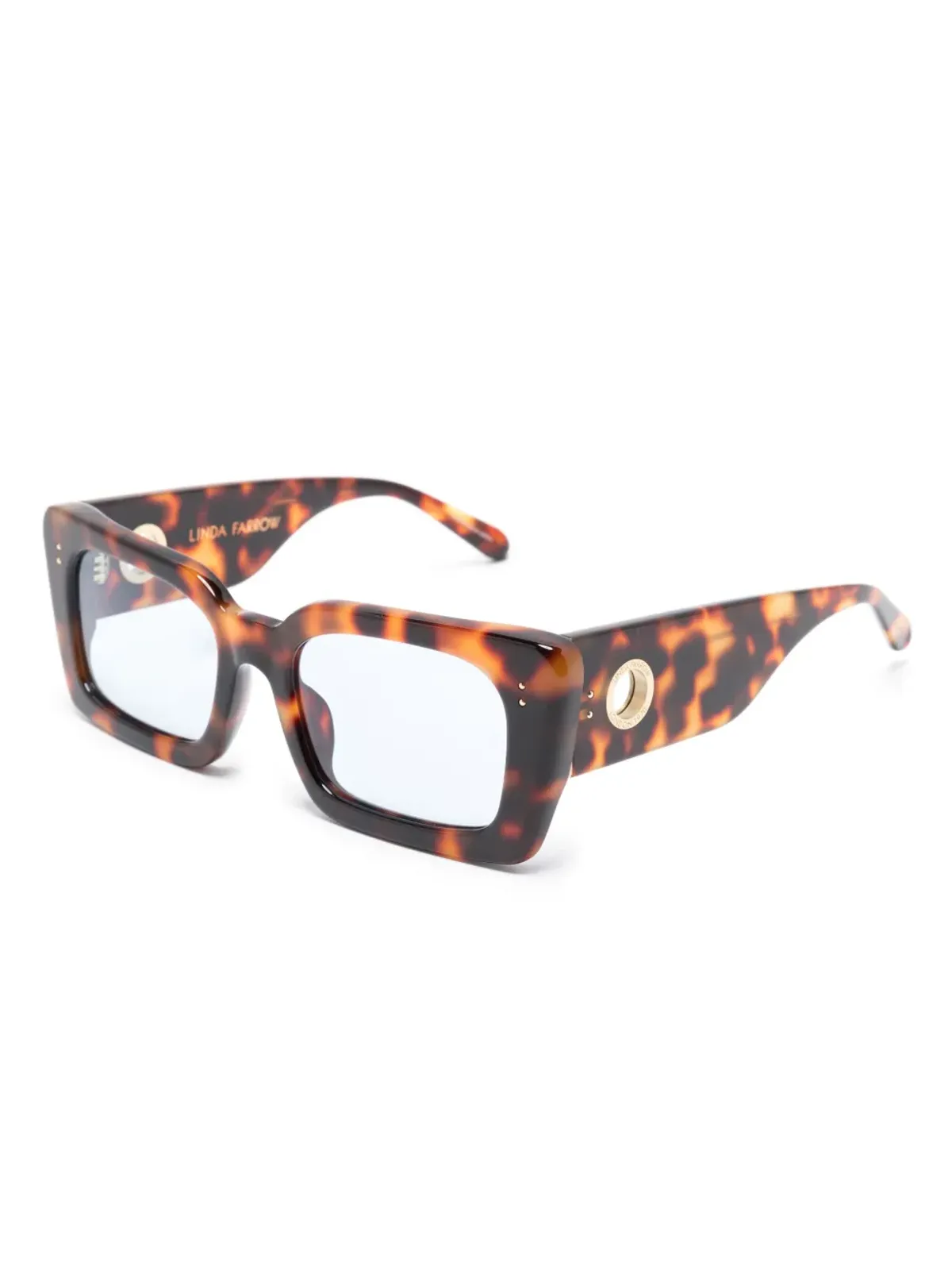 Linda Farrow Nieve rectangle-frame tortoiseshell-effect glasses - Brown - 画像2