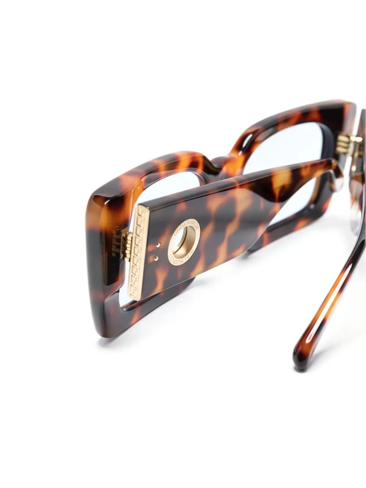 Linda Farrow Nieve rectangle-frame tortoiseshell-effect glasses - Brown - 画像3