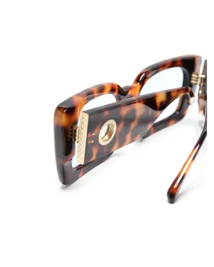 Linda Farrow Nieve rectangle-frame tortoiseshell-effect glasses - Brown - サムネイル3
