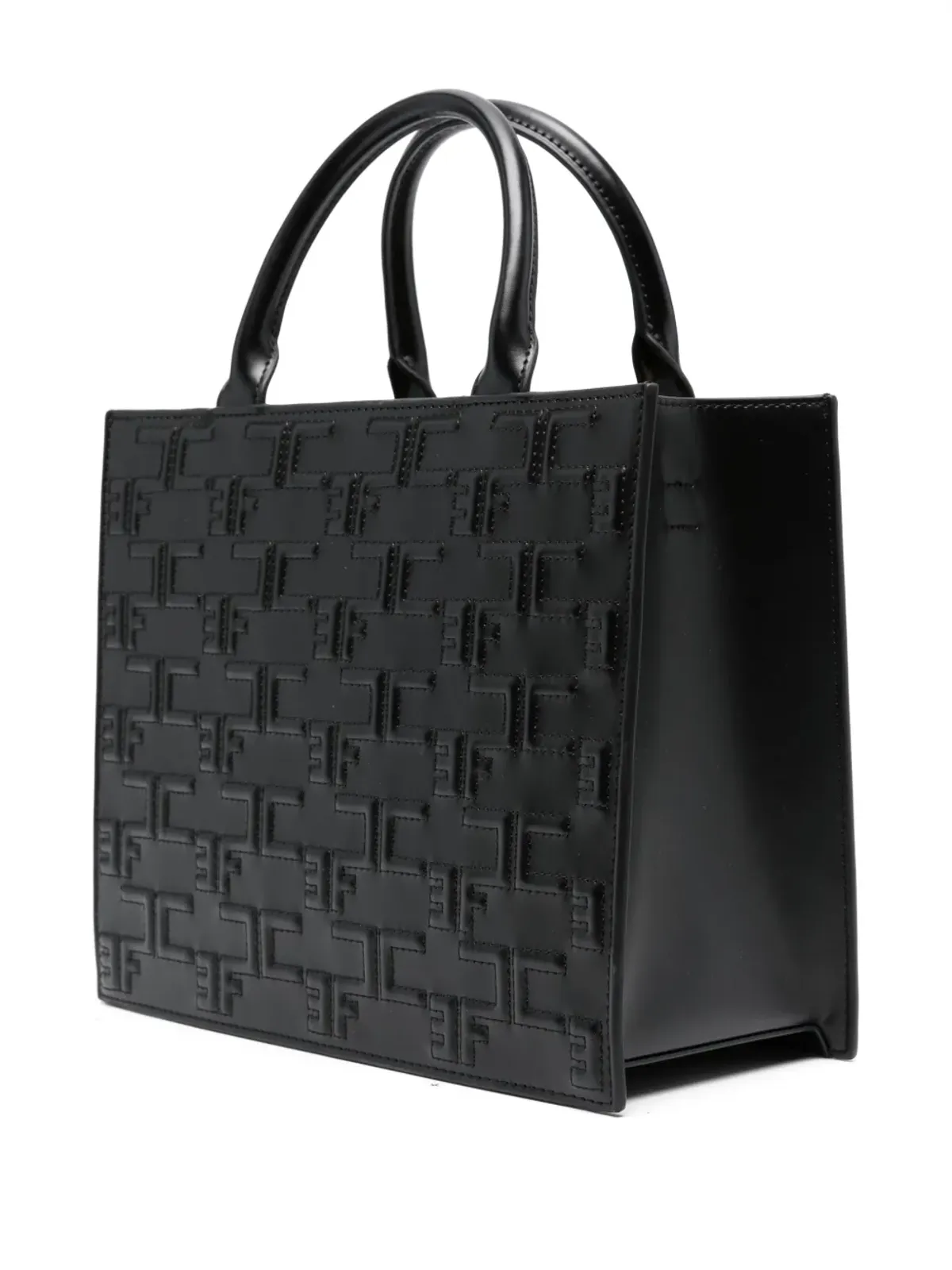 Elisabetta Franchi ロゴエンボス加工のキルト トートバッグ ブラック - 画像3
