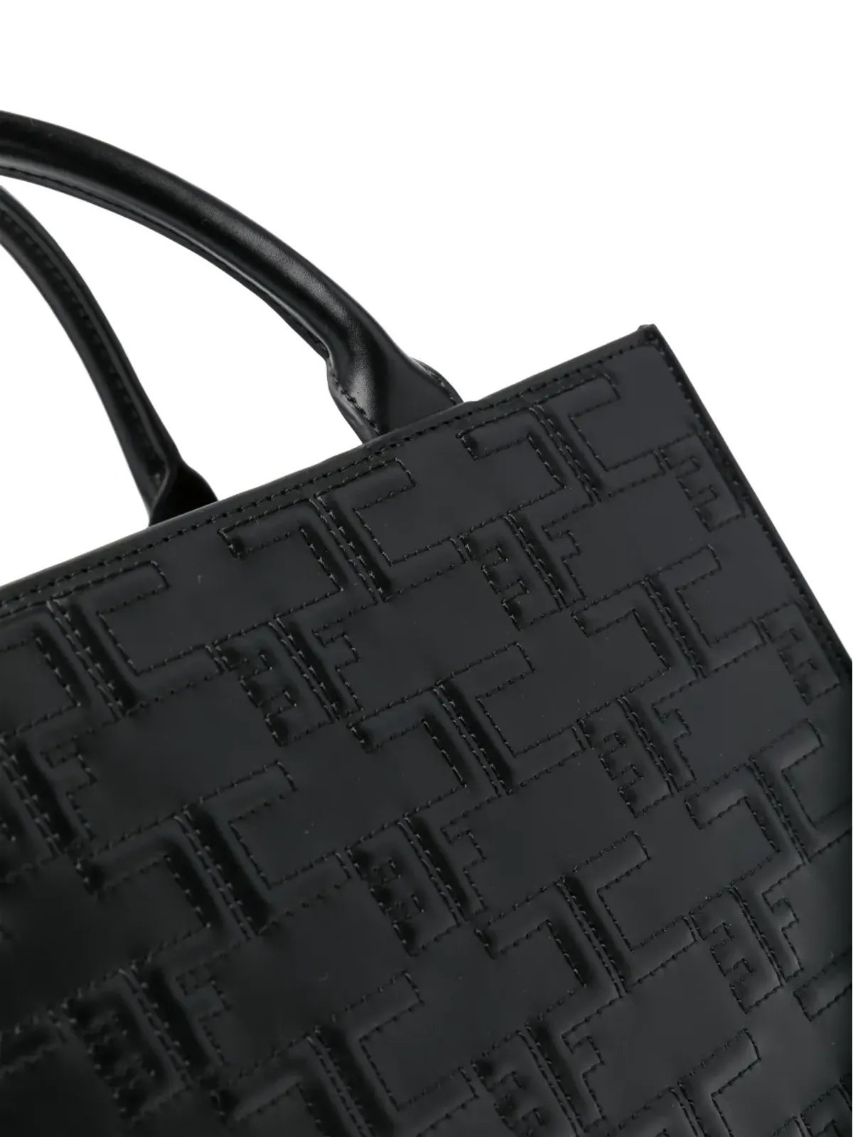 Elisabetta Franchi ロゴエンボス加工のキルト トートバッグ ブラック - 画像4