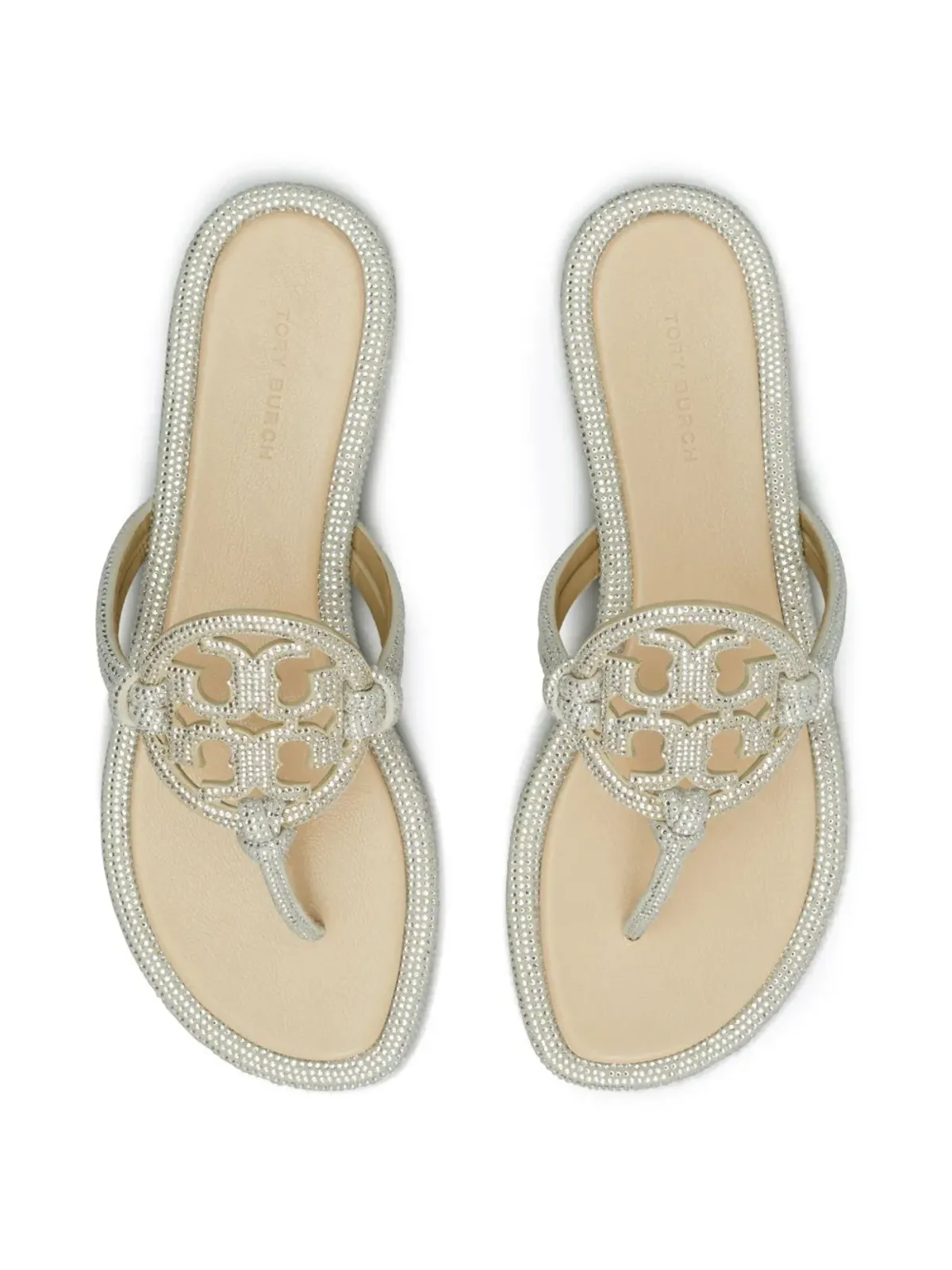 Tory Burch ミラー クリスタル装飾フリップフロップ - シルバー - 画像4