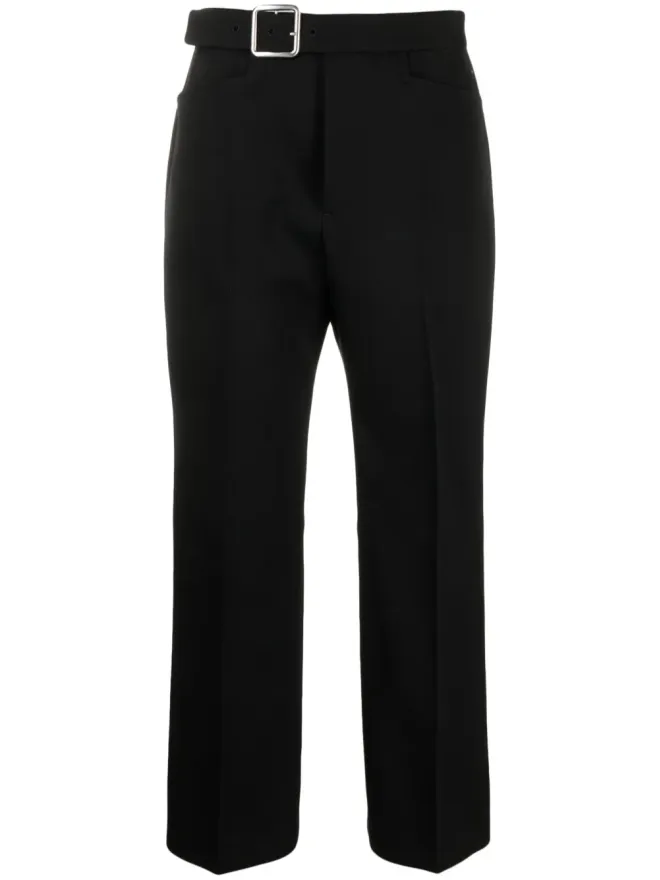 Jil Sander Jil Sander バックル付きプリーツフレア ウールパンツ ブラックの商品画像