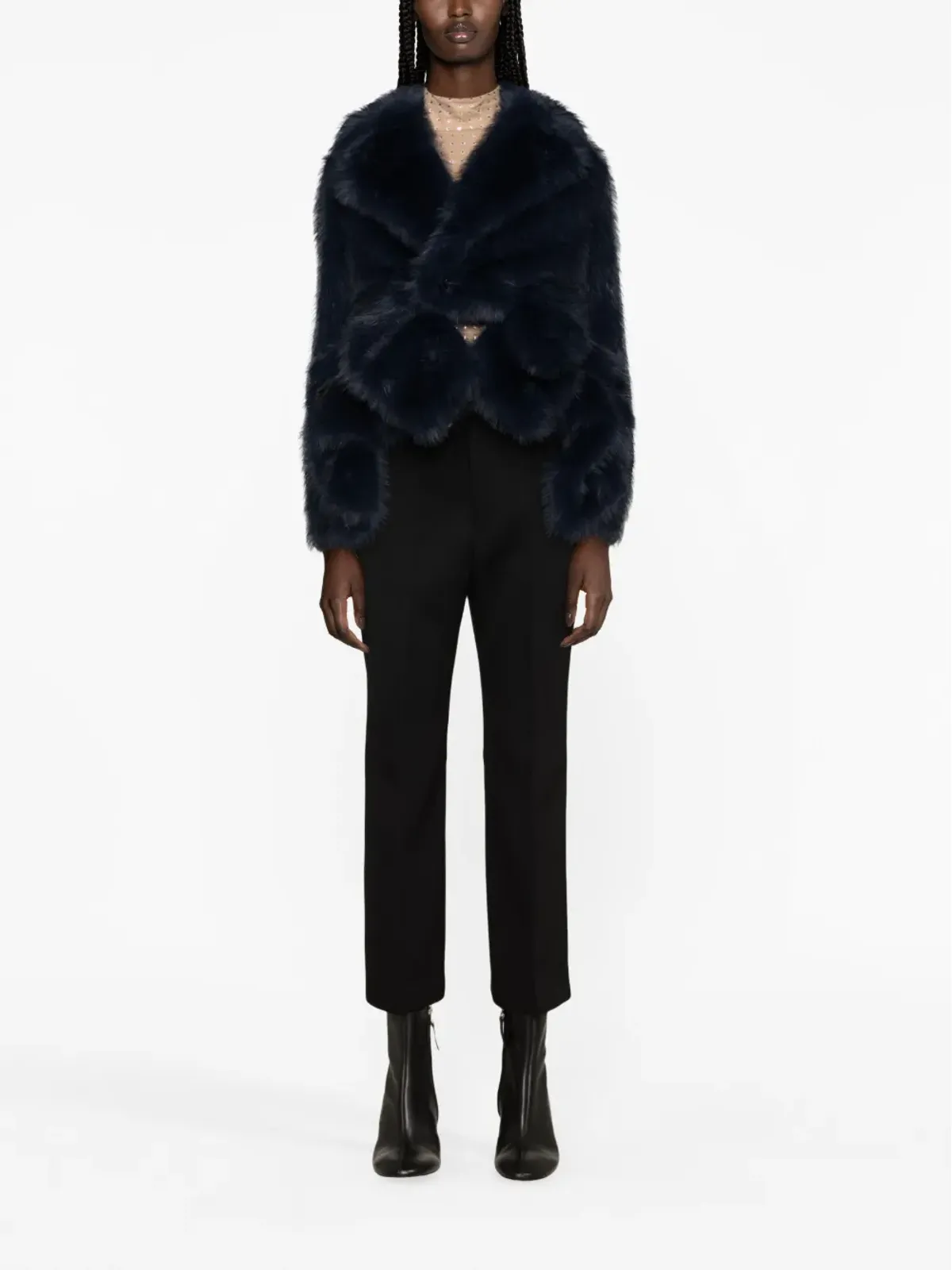 Jil Sander バックル付きプリーツフレア ウールパンツ ブラック - 画像2