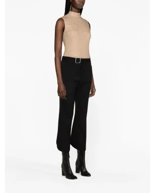 Jil Sander バックル付きプリーツフレア ウールパンツ ブラック - サムネイル3