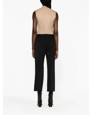 Jil Sander バックル付きプリーツフレア ウールパンツ ブラック - サムネイル4