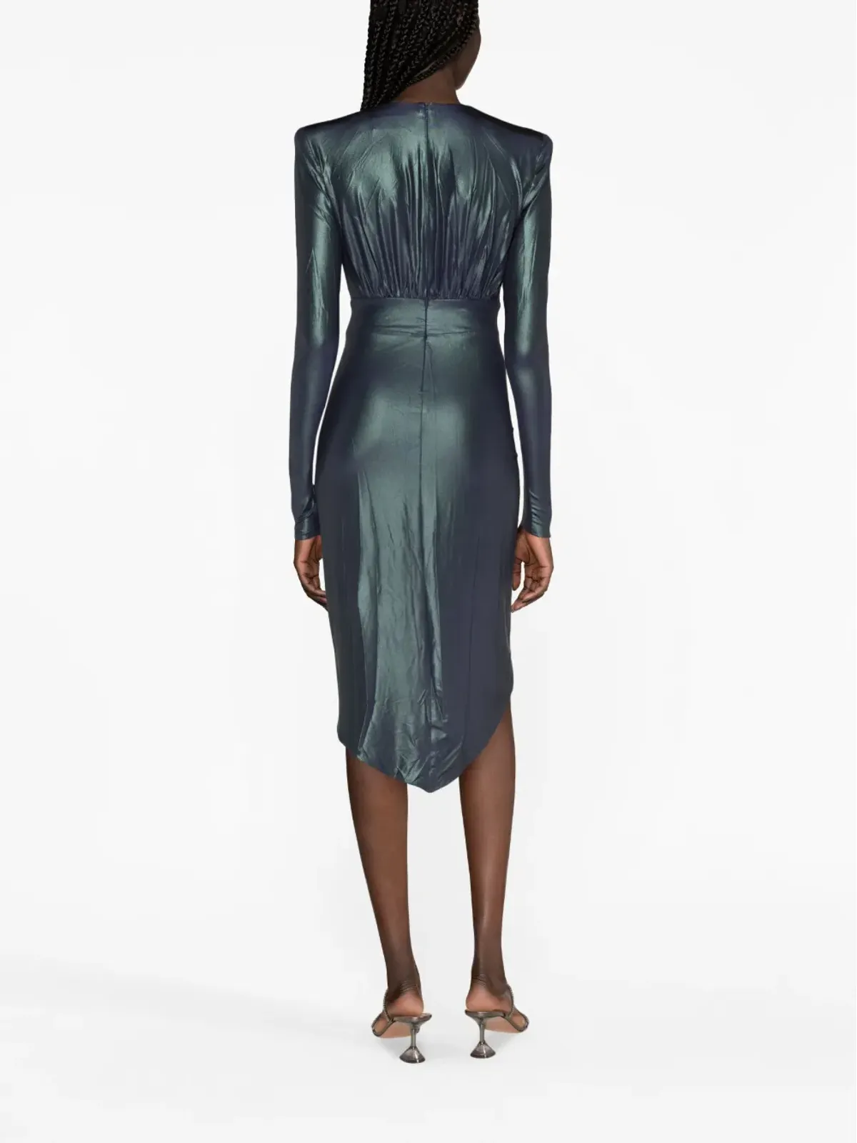 Alexandre Vauthier ドレープ アシンメトリック ジャージー ミディドレス - 画像4