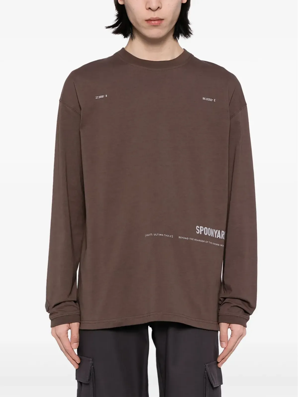 Spoonyard スノーマウンテン コットンTシャツ ブラウン - 画像4