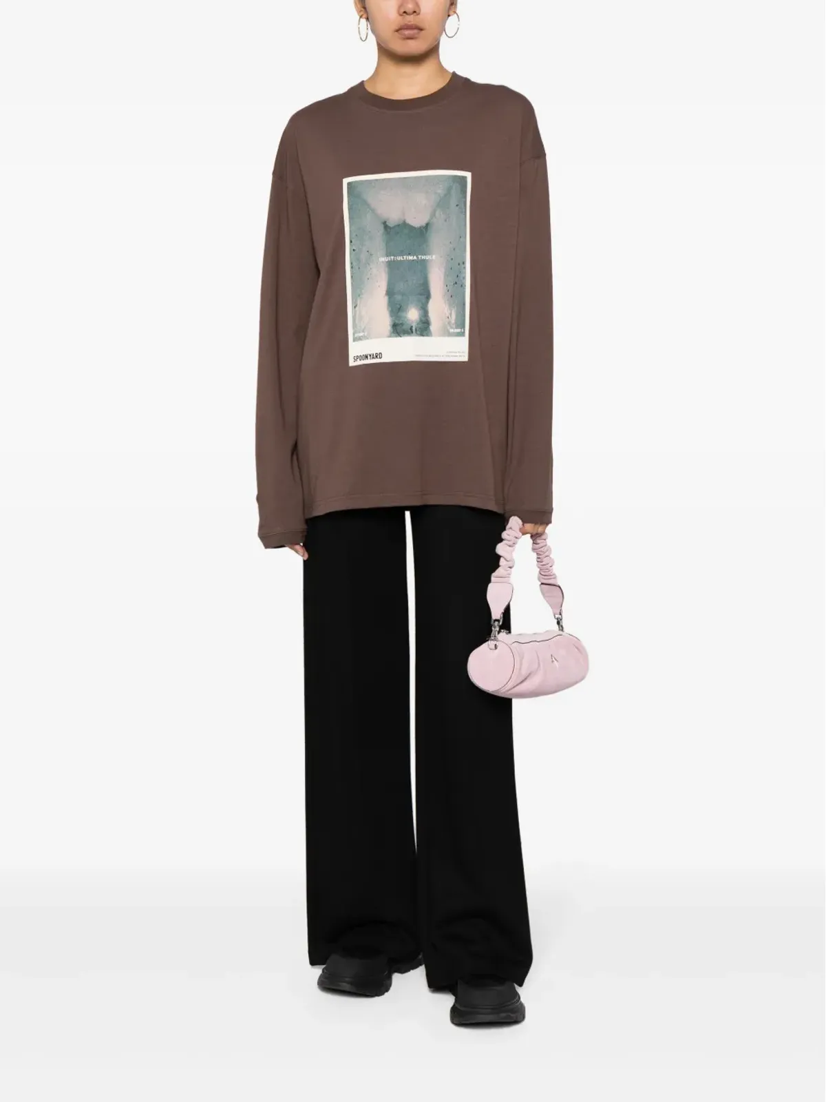 Spoonyard イラストプリント コットン Tシャツ（ブラウン） - 画像3