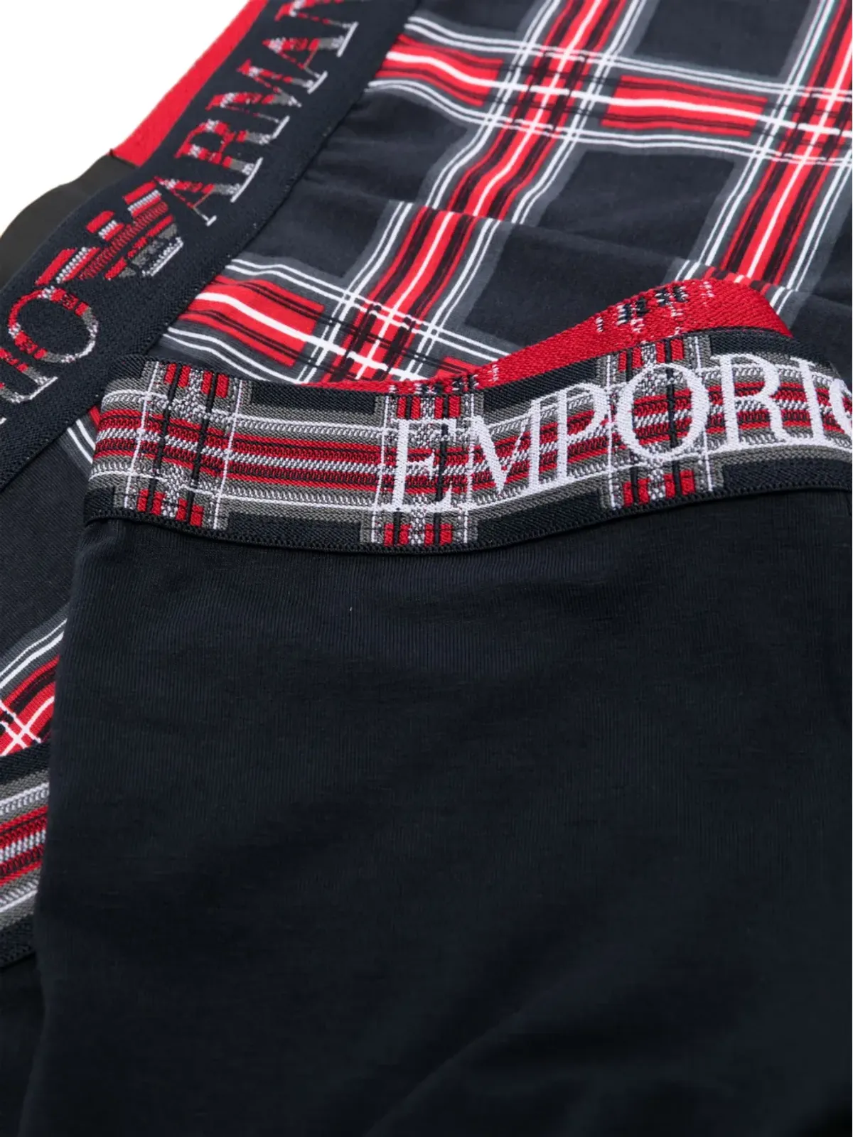 Emporio Armani ロゴ入りウエストバンド チェック柄 ボクサーブリーフ（2枚組） - 画像4