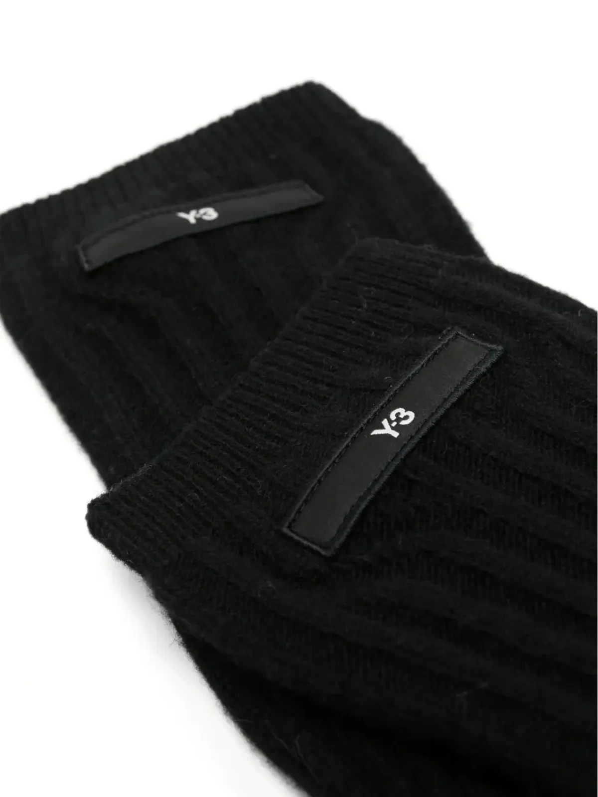 Y-3 ロゴパッチ リブニット ロンググローブ - ブラック - 画像2