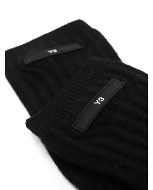 Y-3 ロゴパッチ リブニット ロンググローブ - ブラック - サムネイル2