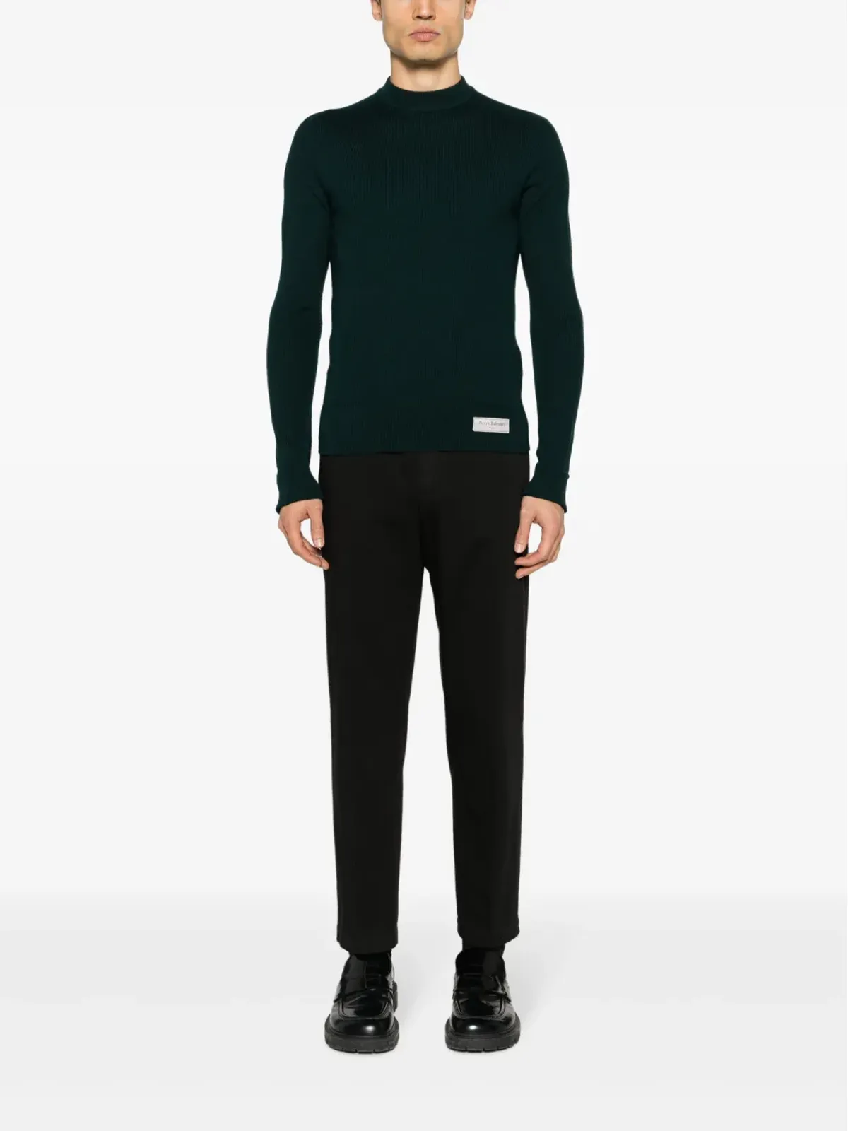 Balmain モックネック メリノウール セーター グリーン - 画像2
