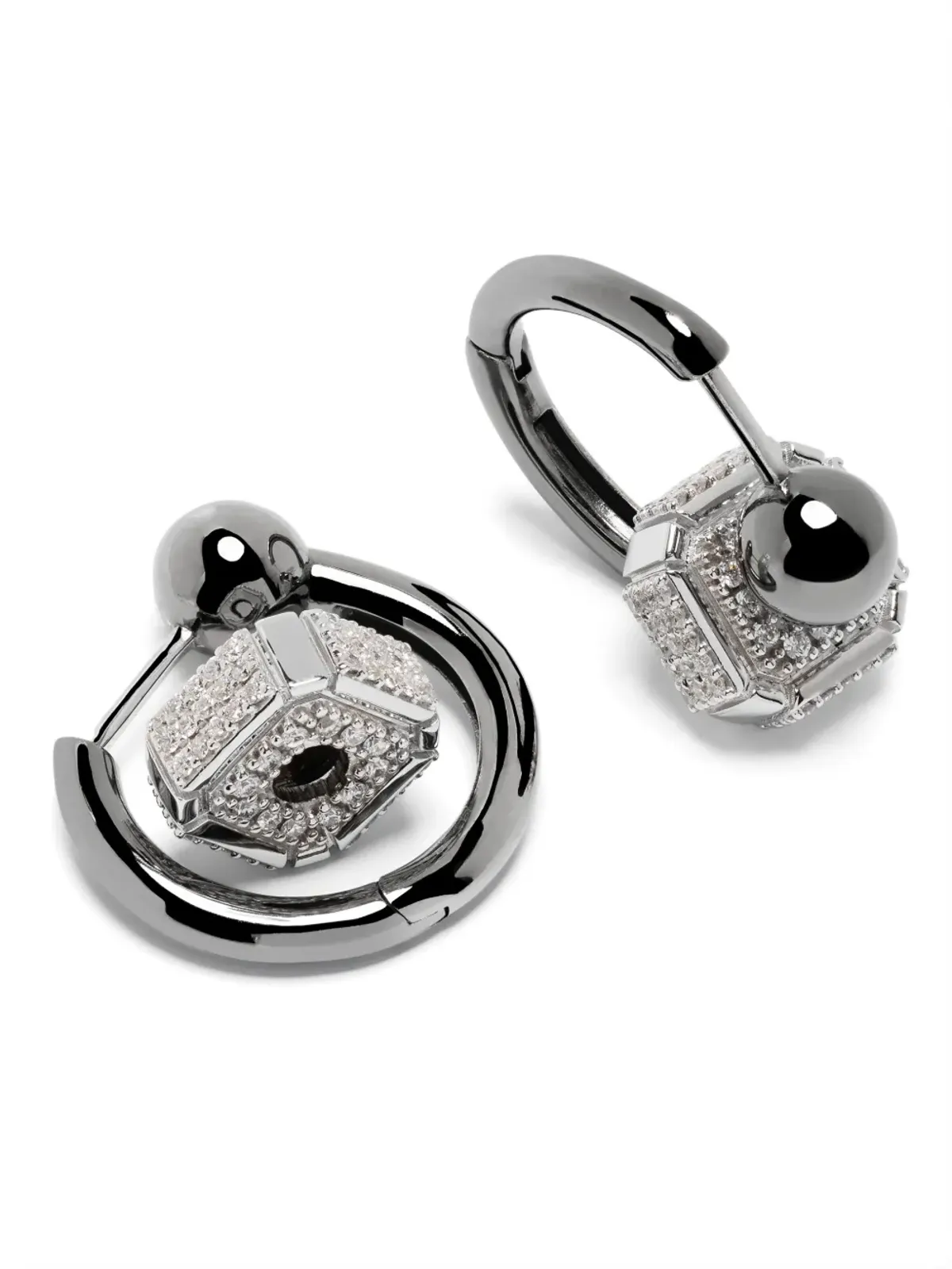 EÉRA 18kt ゴールドプレーテッド ミニフープピアス - シルバー - 画像4