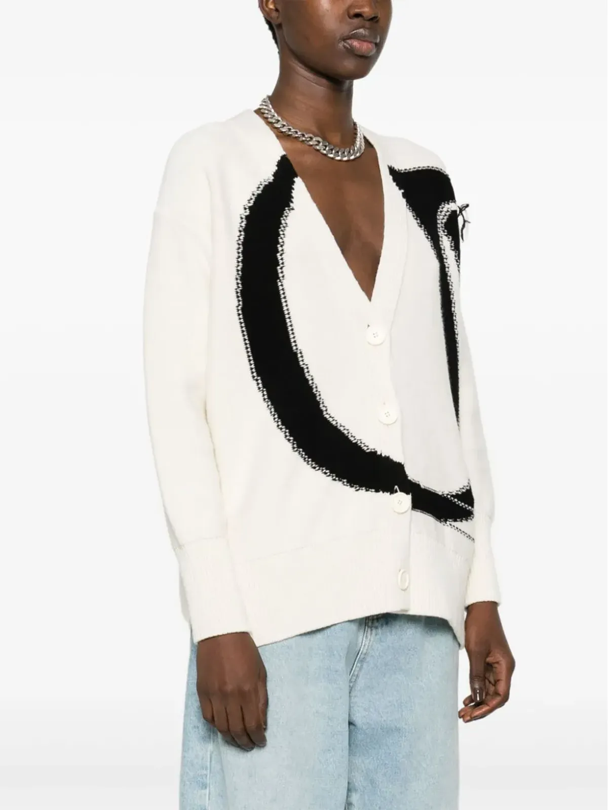 Off-White マキシ ロゴ ウール カーディガン - 画像3