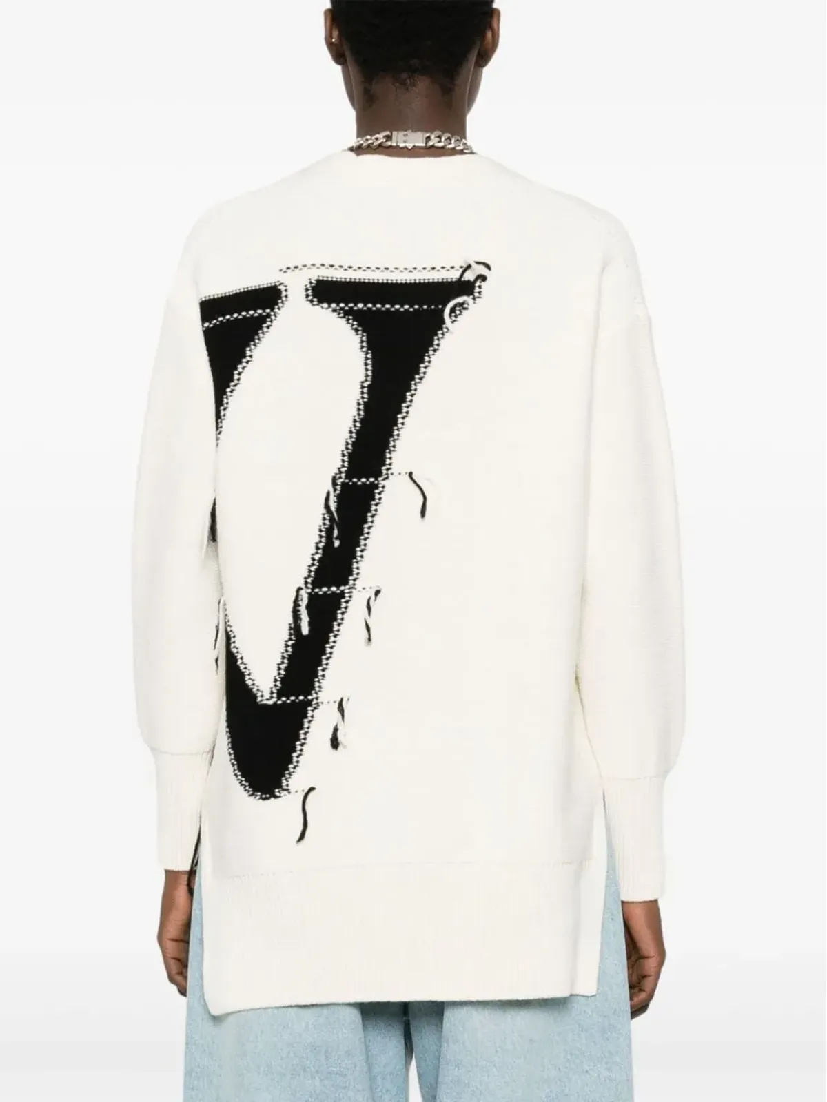 Off-White マキシ ロゴ ウール カーディガン - 画像4