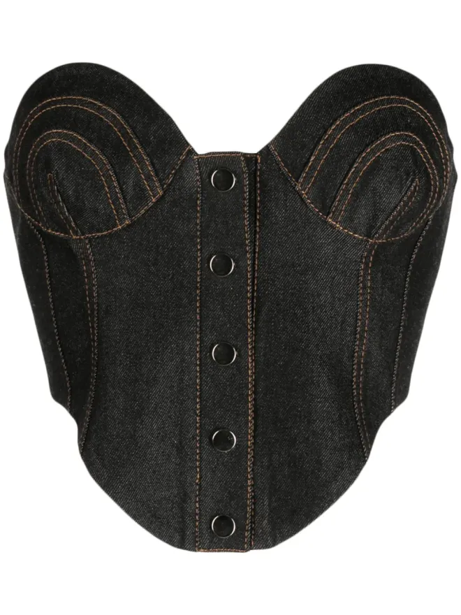 Aleksandre Akhalkatsishvili Aleksandre Akhalkatsishvili コントラストステッチデニムコルセットの商品画像