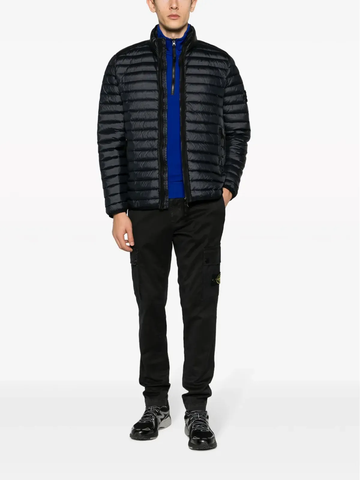 Stone Island コンパスモチーフ コットン テーパードパンツ - ブラック - 画像2