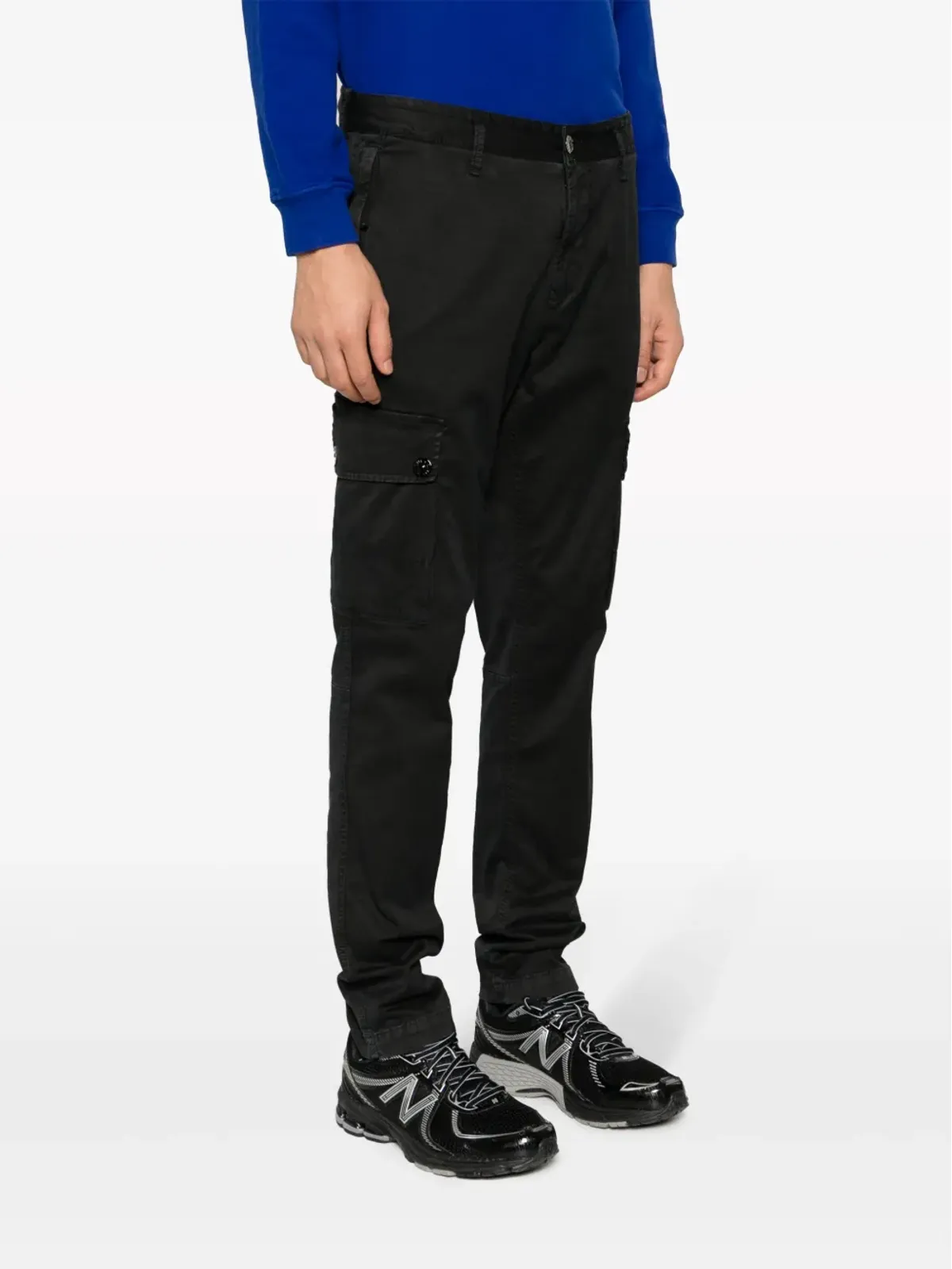 Stone Island コンパスモチーフ コットン テーパードパンツ - ブラック - 画像3