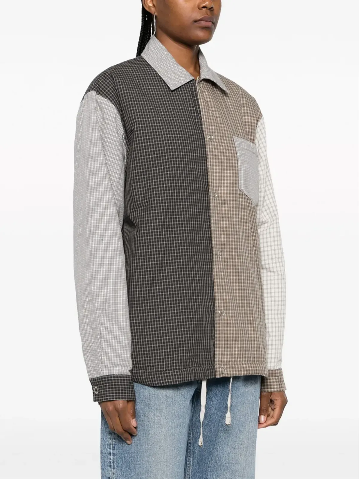 Tanaka plaid-check colour-block cotton shirt - 画像3