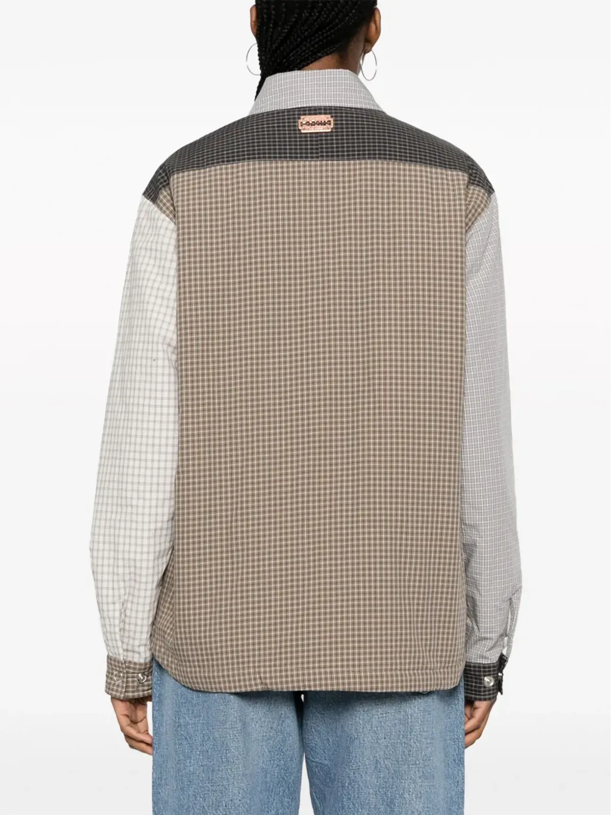 Tanaka plaid-check colour-block cotton shirt - 画像4