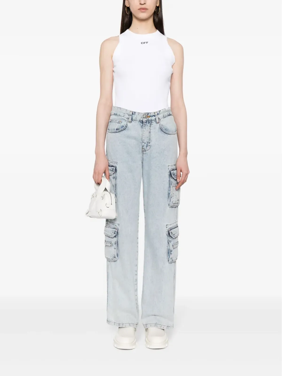 Off-White エンブロイダードロゴ入りリブニットタンクトップ - 画像2