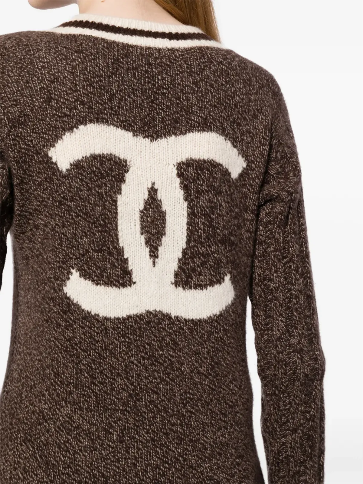 CHANEL ビンテージ 1996年 CCウールジャンパー ブラウン - 画像5