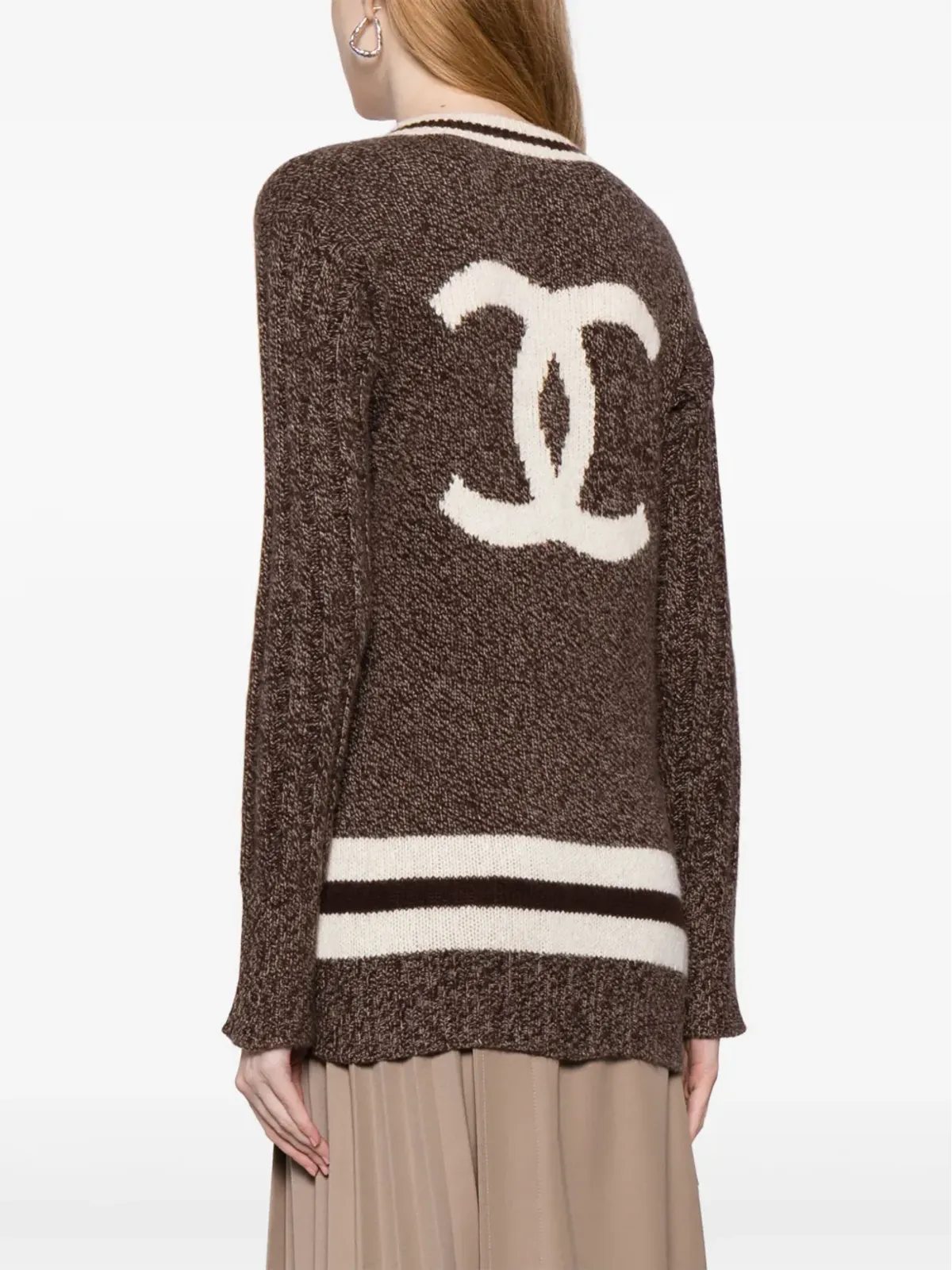 CHANEL ビンテージ 1996年 CCウールジャンパー ブラウン - 画像4