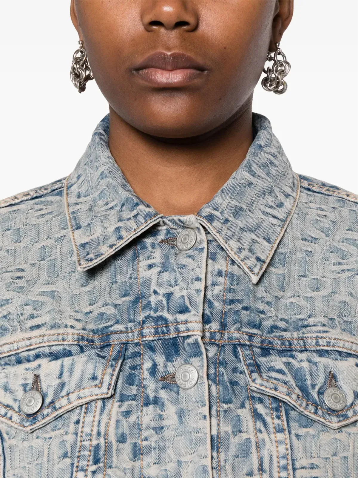 Acne Studios モノグラムジャカード デニムジャケット - ブルー - 画像5