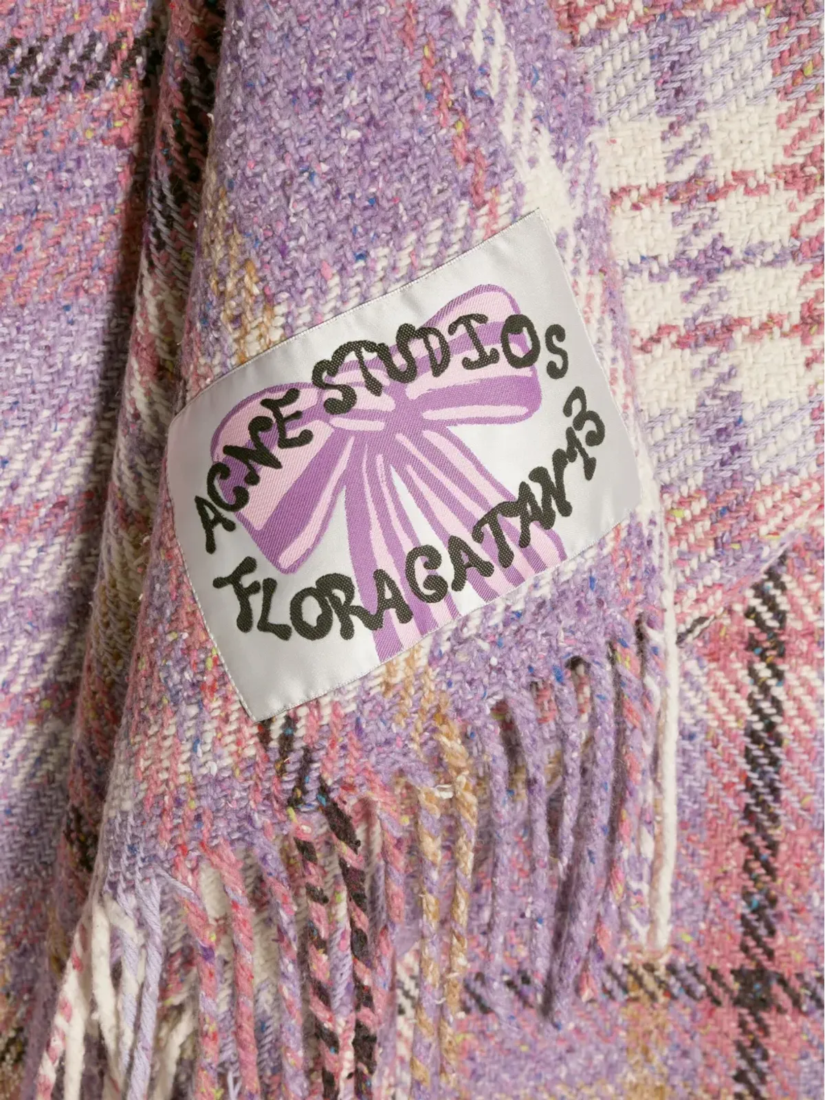 Acne Studios plaid knitted scarf - Purple - 画像3