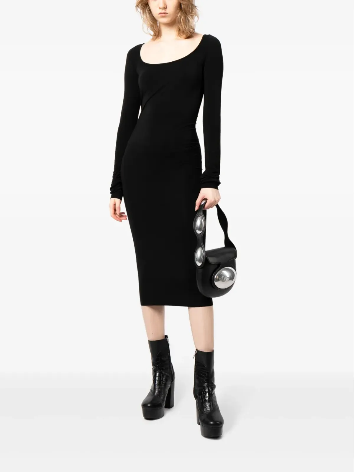 Rick Owens Lilies ロングスリーブスクープネック ミディドレス - 画像2