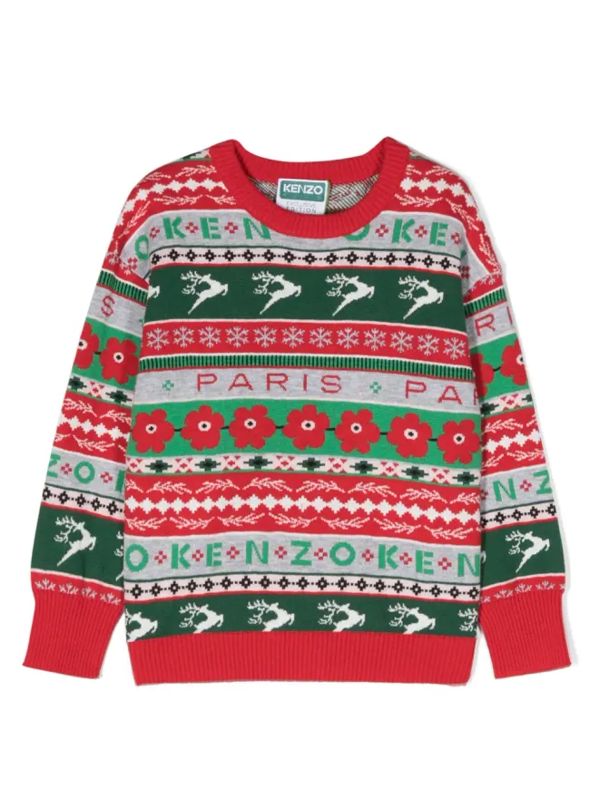 Kenzo Kids Kenzo Kids ホリデー ジャカード柄ニット - レッドの商品画像