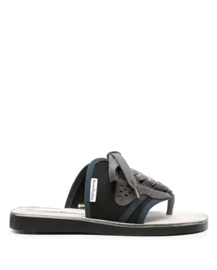 Acne Studios パネルド レースアップ フリップフロップス - ブラック - サムネイル1