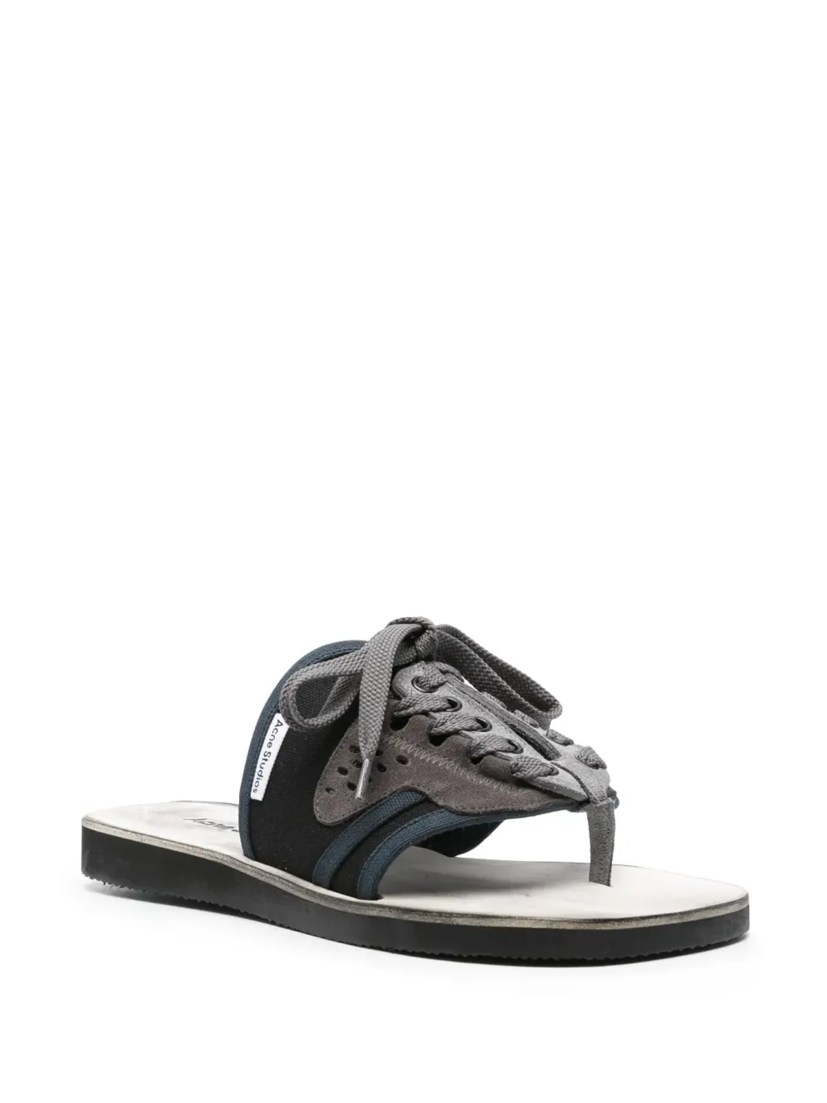 Acne Studios パネルド レースアップ フリップフロップス - ブラック - 画像2