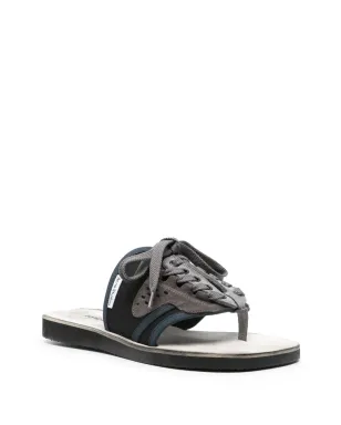 Acne Studios パネルド レースアップ フリップフロップス - ブラック - サムネイル2