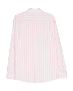 Acne Studios ロゴ刺繍ストライプシャツ ピンク - サムネイル2