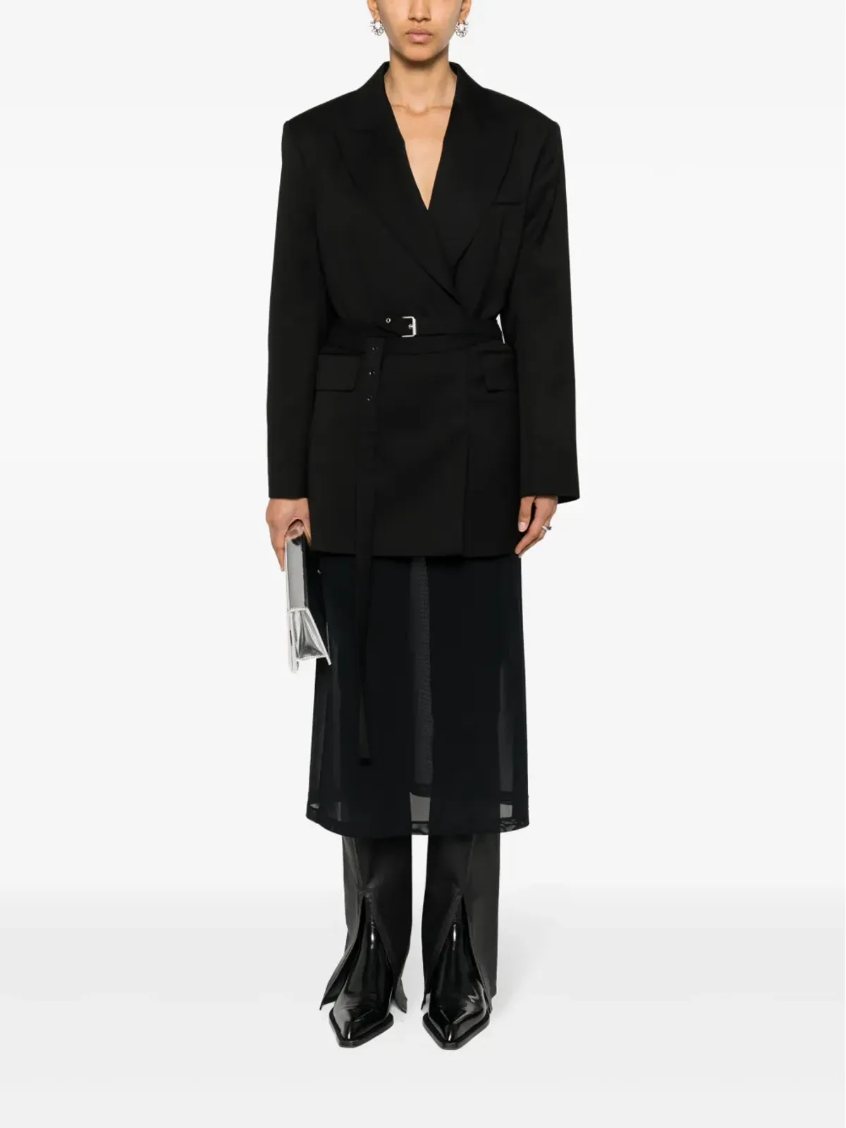 Acne Studios ダブルブレスト ヘリンボーン ブレザー - ブラック - 画像2