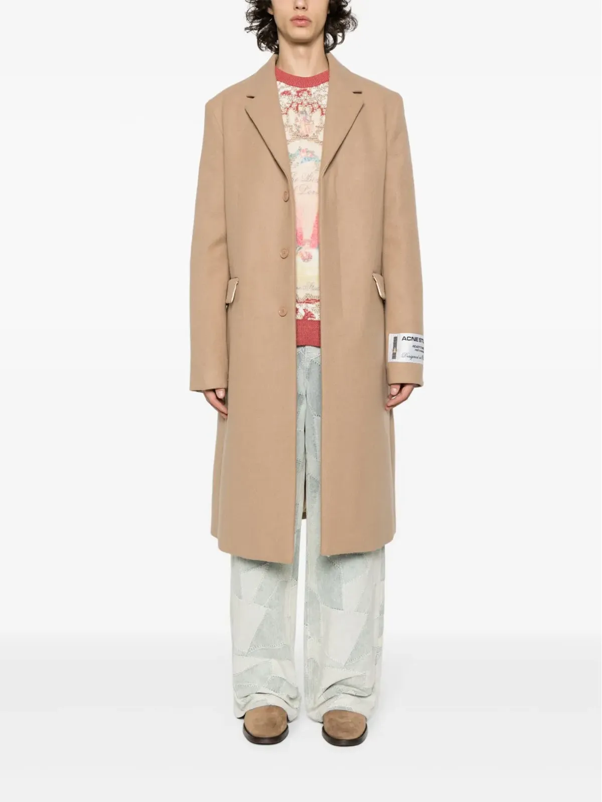 Acne Studios シングルブレスト ウールブレンド コート - ブラウン - 画像2
