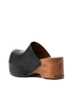 Acne Studios 木製プラットフォーム クロッグ - ブラック - サムネイル3