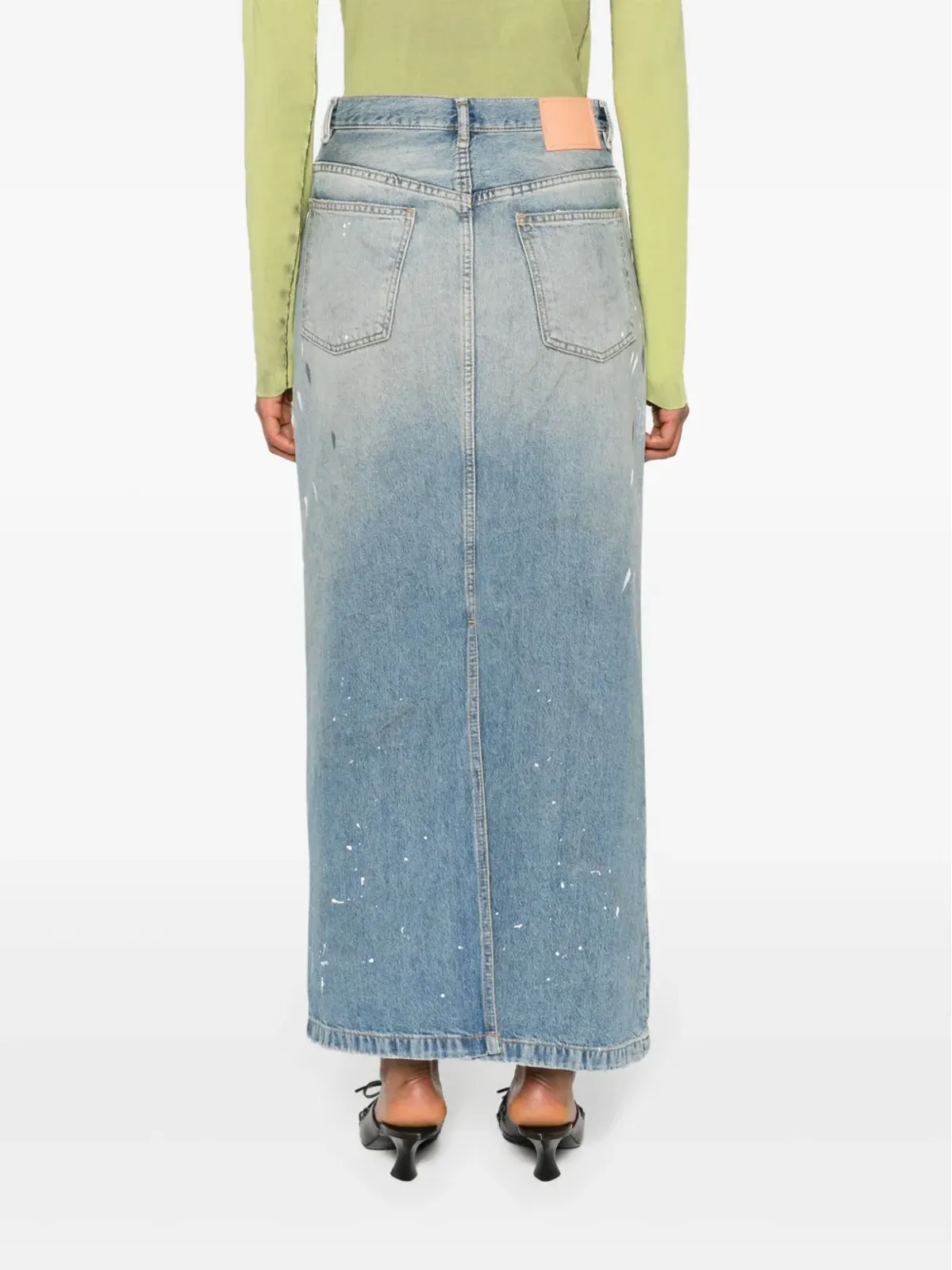 Acne Studios ペイントスプラッター デニム マキシスカート - 画像4